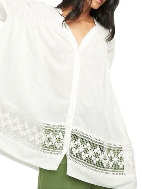 Free People Green Gardens Lace Hem Tunic